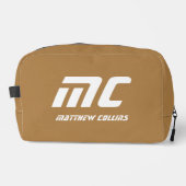 Effenvoudig Beige Monogram Naam Text Eenvoudig voo Toilettasje (Voorkant)