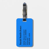 Efficiënt azuurblauw bagagelabel (Achterkant verticaal)