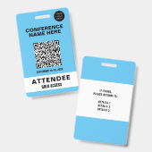 Efficiënt blauw conferentie-eventbadge badge (Voor- en achterkant)