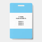 Efficiënt blauw conferentie-eventbadge badge (Achterkant)
