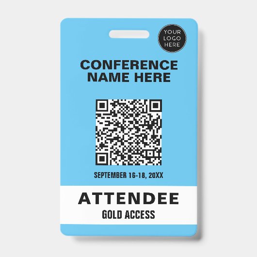 Efficiënt blauw conferentie-eventbadge badge (Voorzijde)