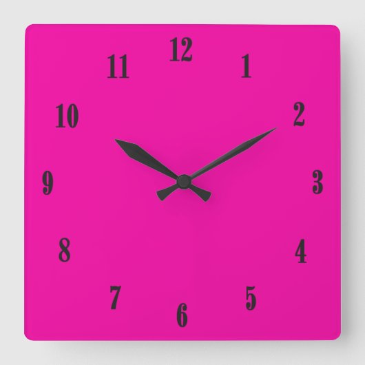 Efficiënt heet roze met zwarte letters vierkante klok (Voorkant)
