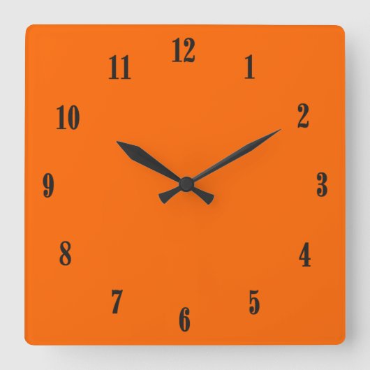 Efficiënt Oranje met Zwarte Letters Vierkante Klok (Voorkant)