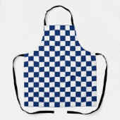 Efficiënt Wit met Marineblauw Vierkant Patroon Sti Schort (Voorkant)