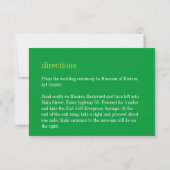 Efficiënte groene typografie bruiloftsreceptie bij kaart (Achterkant)