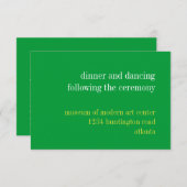 Efficiënte groene typografie bruiloftsreceptie bij kaart (Voorkant / Achterkant)