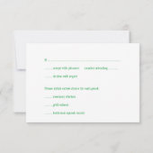 Efficiënte groene typografie moderne trouwreactie kaart (Achterkant)