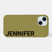 Efficiënte Offbeat Groene Aangepaste Naam iPhone 15 Case (Achterkant horizontaal)