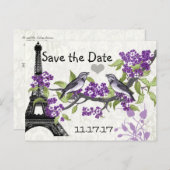 Effiel Tower  Love Bird Save the Date Aankondigingskaart (Voorkant / Achterkant)