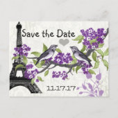 Effiel Tower  Love Bird Save the Date Aankondigingskaart (Voorkant)