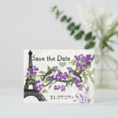 Effiel Tower  Love Bird Save the Date Aankondigingskaart (Staand voorkant)