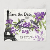 Effiel Tower  Love Bird Save the Date Aankondigingskaart (Voorkant)