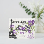 Effiel Tower  Love Bird Save the Date Aankondigingskaart (Staand voorkant)