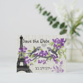 Effiel Tower  Love Bird Save the Date Aankondigingskaart (Staand voorkant)