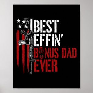 Effin Bonus Papa Ever Daddy Pistool Rechten Amerik Poster