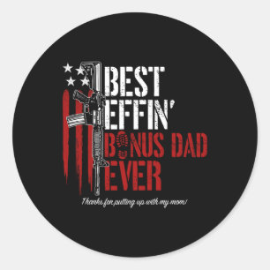 Effin Bonus Papa Ever Daddy Pistool Rechten Amerik Ronde Sticker
