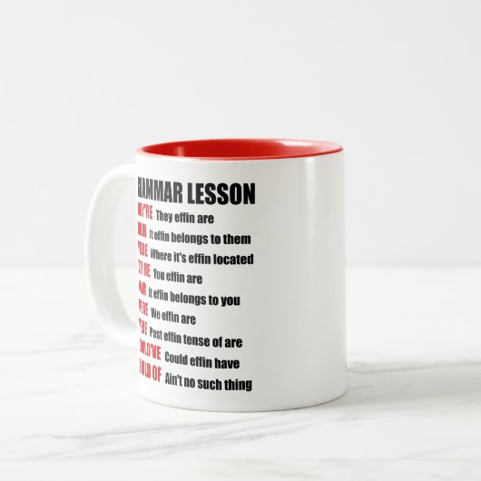 Effin Grammar Lesson Humor, daar zijn ze Tweekleurige Koffiemok (Voorkant links)