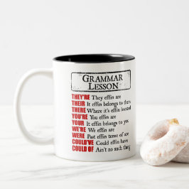Effin Grammar Lesson Humor, daar zijn ze Tweekleurige Koffiemok