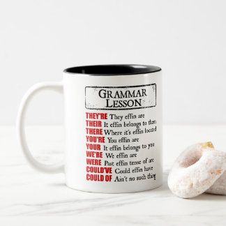 Effin Grammar Lesson Humor, daar zijn ze Tweekleurige Koffiemok
