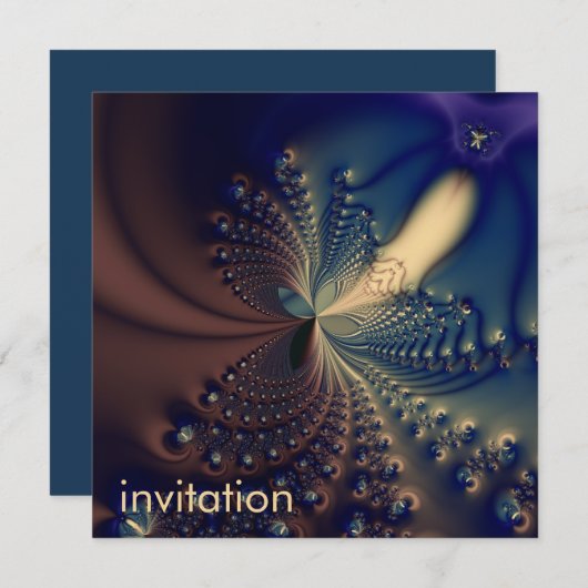 Efflorescentie II Fractal Art Blue & Cream Kaart (Voorkant / Achterkant)