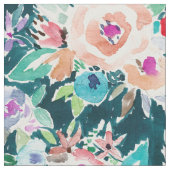 EFFUSIEVE FLORAL Bold Colorful Boho Waterverf Stof (Close Up)