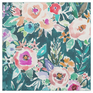 EFFUSIEVE FLORAL Bold Colorful Boho Waterverf Stof
