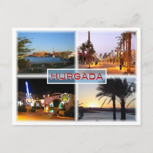 EG Egypte - Hurghada bij nacht - Rood Zee - El Pis Briefkaart