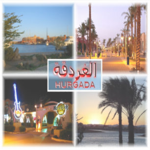 EG Egypte - Hurghada bij nacht - Rood Zee - El Pis Sticker