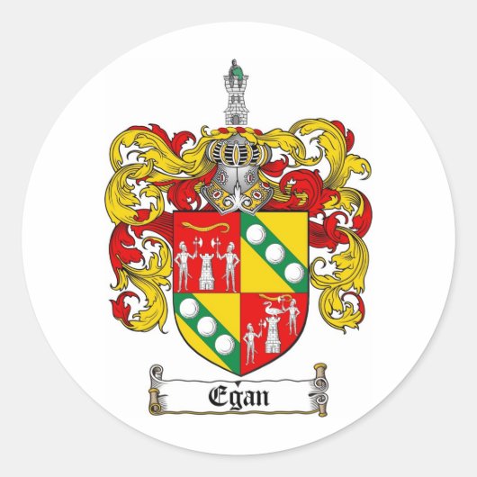 EGAN FAMILY CREST - EGAN WAPEN RONDE STICKER (Voorkant)