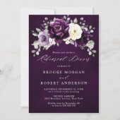 Egaplant Paars Plum Ivory White Rehearings Dinner Kaart (Voorkant)