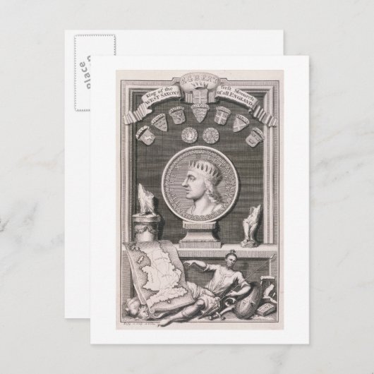 Egbert (d.839) King of the West Saxons, First Mona Briefkaart (Voorkant / Achterkant)