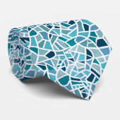 Egeïsch Teal Mozaïekpatroon Stropdas (Opgerold)