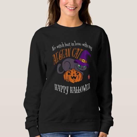 Egeïsche Kat Kabouter geen Heks Halloween Trui (Voorkant)