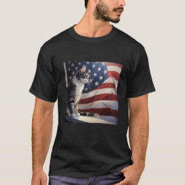 Egeïsche kat voor Amerikaanse vlag T-shirt