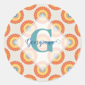 Egeïsche zomer stralende stip Mandala Ronde Sticker (Voorkant)