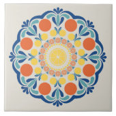 Egeïsche zomerse Sinaasappels en citroenen dot man Tegeltje (Voorkant)