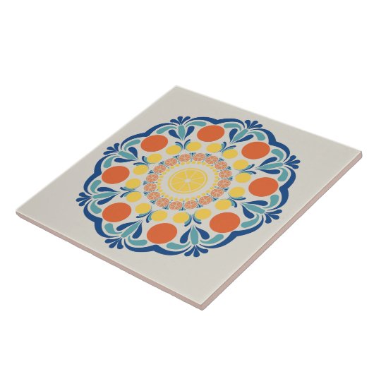 Egeïsche zomerse Sinaasappels en citroenen dot man Tegeltje (Zijkant)