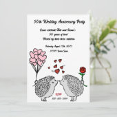 Egel 50th Wedding Jubileum Invitations Kaart (Staand voorkant)
