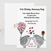 Egel 50th Wedding Jubileum Invitations Kaart (Voorkant / Achterkant)