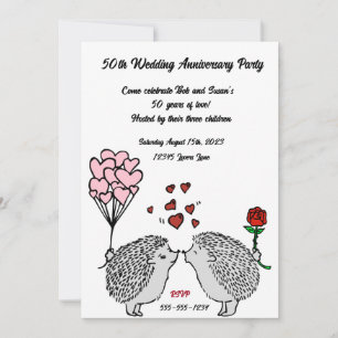 Egel 50th Wedding Jubileum Invitations Kaart