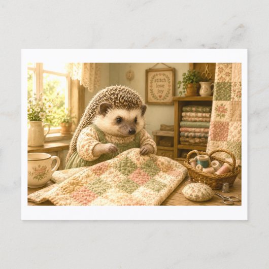 Egel als Quilter Briefkaart (Voorkant)