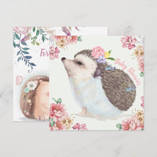 Egel Baby shower Uitnodiging (Voorkant / Achterkant)