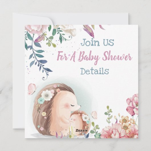 Egel Baby shower Uitnodiging (Achterkant)