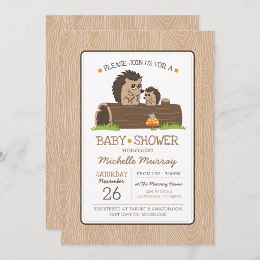 Egel Baby shower Uitnodiging (Voorkant / Achterkant)