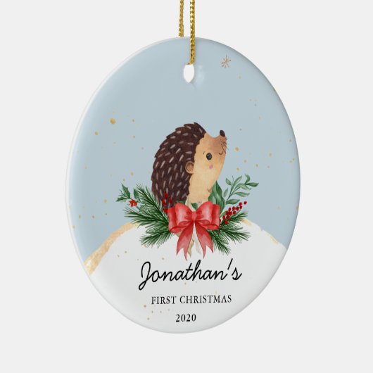 Egel Baby's eerste kerstOrnament Keramisch Ornament (Rechts)