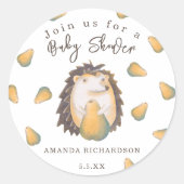 Egel babyshower ronde sticker (Voorkant)