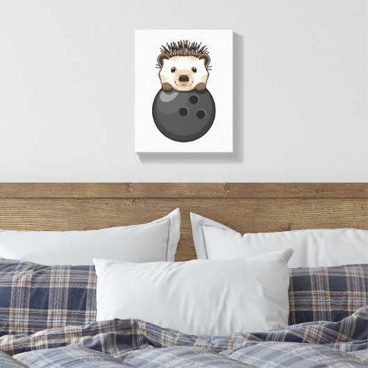 Egel bij Bowling met Bowling Canvas Afdruk (Insitu (Slaapkamer))