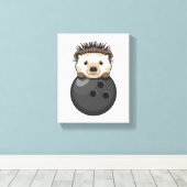 Egel bij Bowling met Bowling Canvas Afdruk (Insitu (Houten vloer))