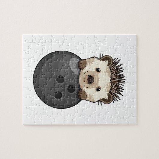 Egel bij Bowling met Bowling Legpuzzel (Horizontaal)