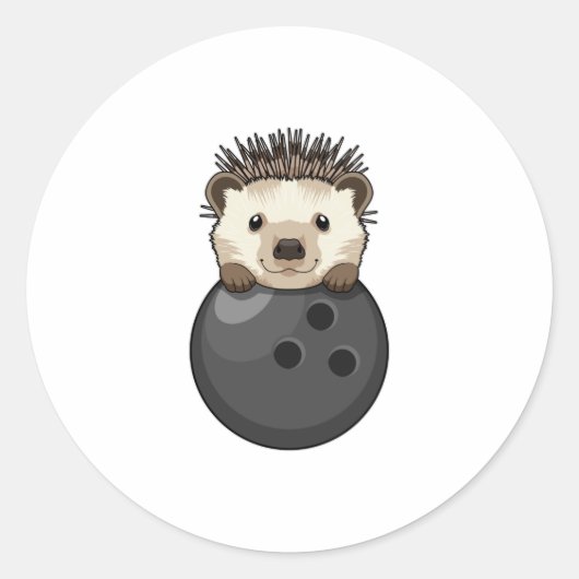 Egel bij Bowling met Bowling Ronde Sticker (Voorkant)